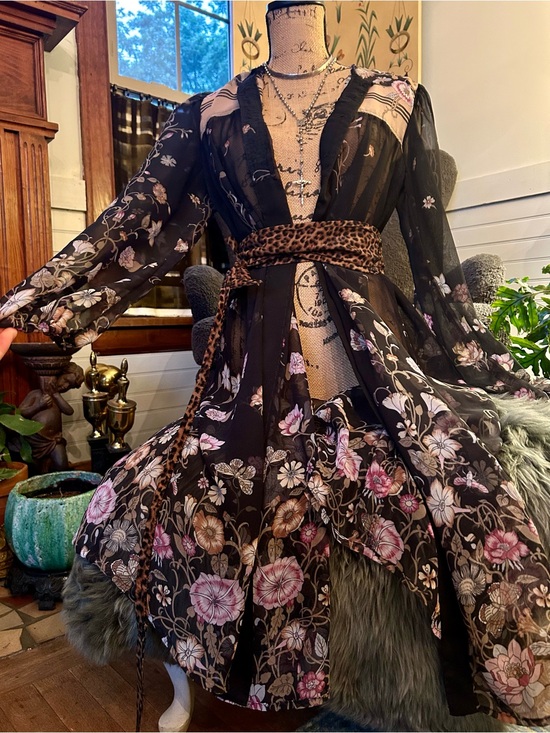 Handmade Dresses & Skirts - Handmade Whimsigoth Sheer Floral Maxi Dress Duster
